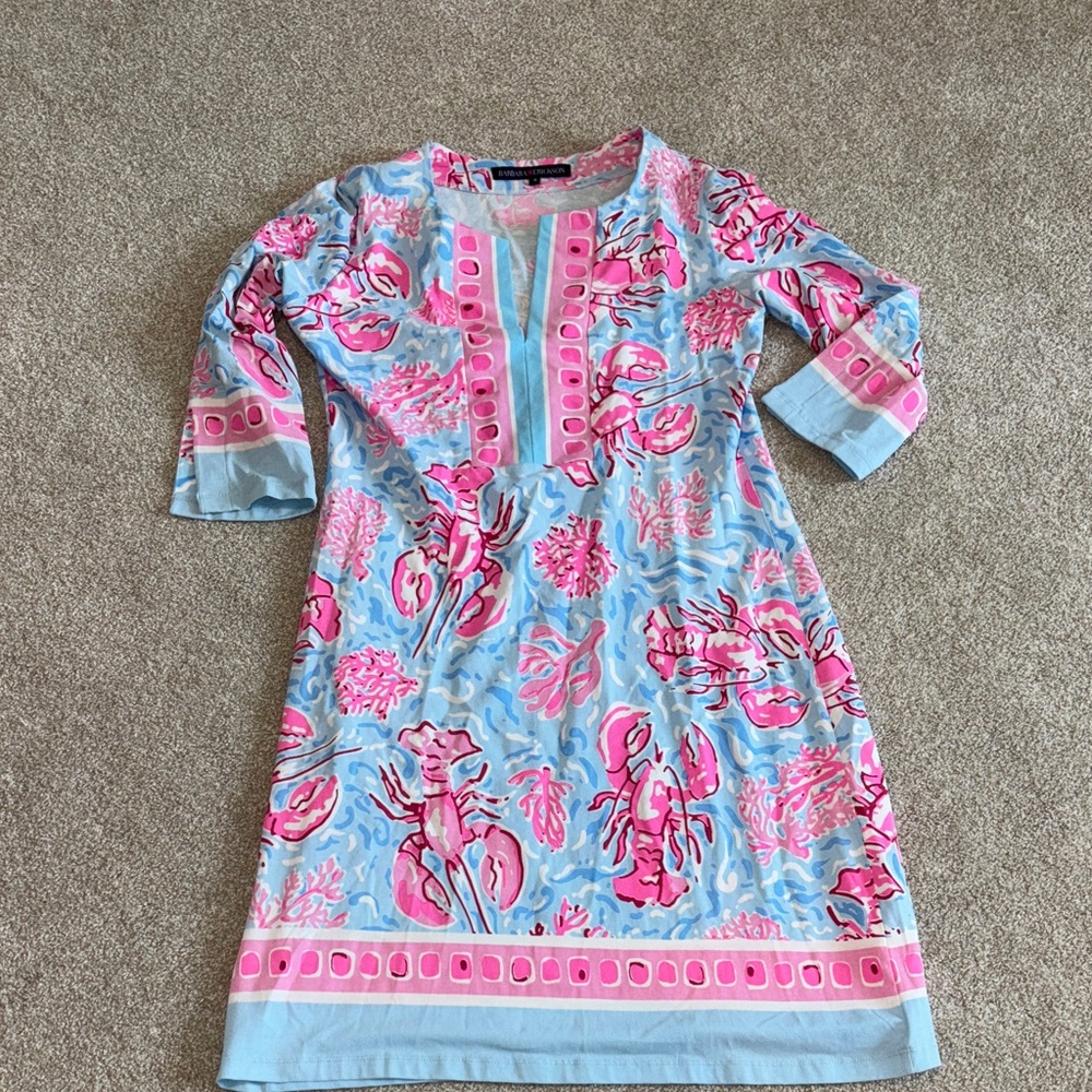 Barbara Erickson pink and blue lobster dress size small - Picture 2 of 7